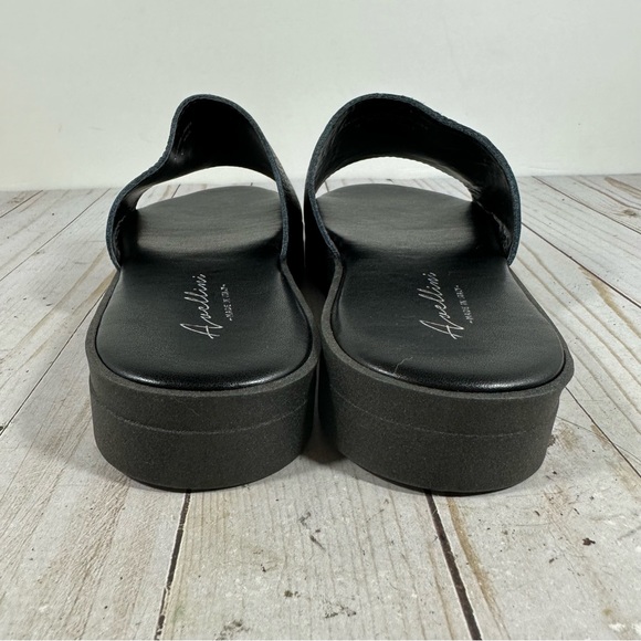 Avellini Made in Italy Black Leather Slide Sandals 40 - Picture 5 of 9